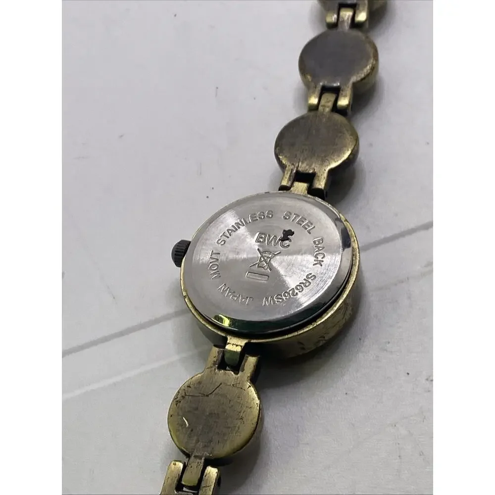 Vintage Brass Tone Tiger Eye Womens Watch New Battery